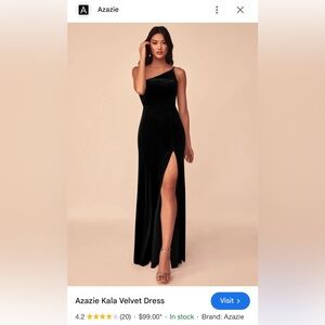 Azazie Black Velvet One-Shoulder Dress